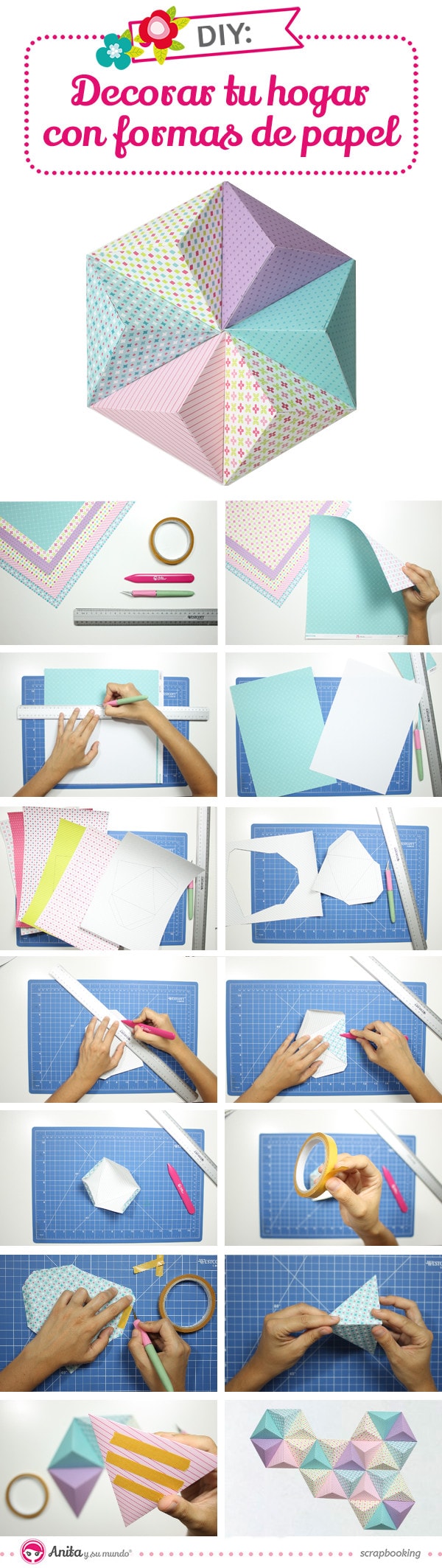 tutorial para decorar con papel formas geométricas