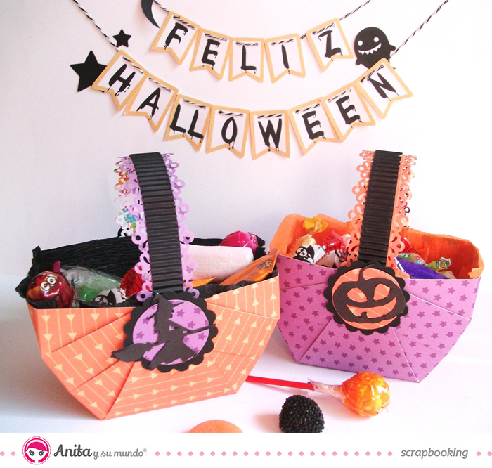 Decoración para Halloween: cestas de papel para caramelos