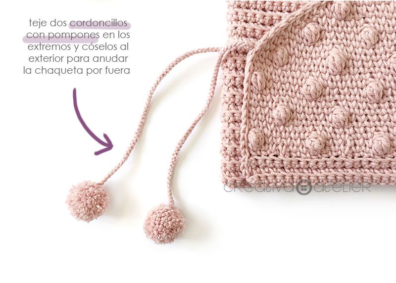 Cómo tejer  una Chaqueta Kimono de crochet de bebé - Patrón y Tutorial - Cose dos cordoncillos exteriores
