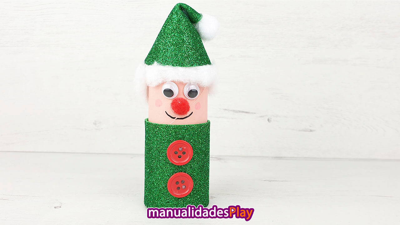 Elfo con rollo de papel higiénico para Navidad