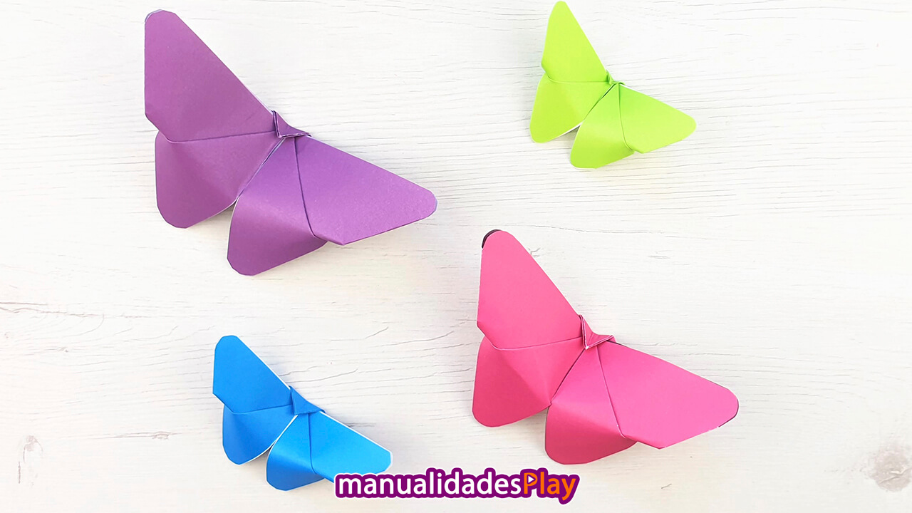 Varias mariposas de papel faciles hechas con una hoja de papel (diferentes colores)