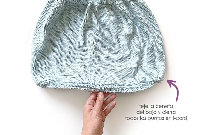 Cómo tejer el vestido de punto para niña y bebé SEASIDE - Patrón y Tuorial Paso a Paso - Teje la cenefa de la falda
