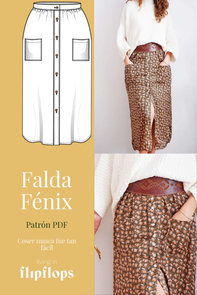 patrón de costura Falda de botones Fénix