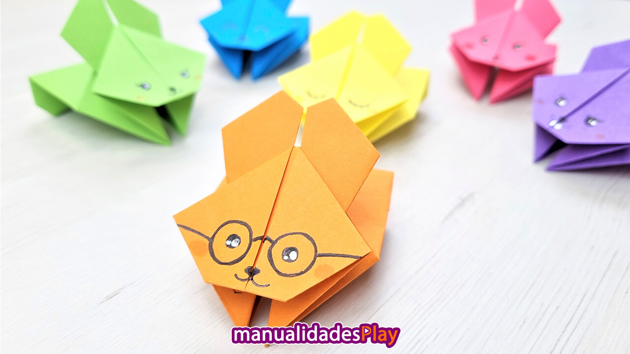 Conejitos de papel saltarines con papel de colores