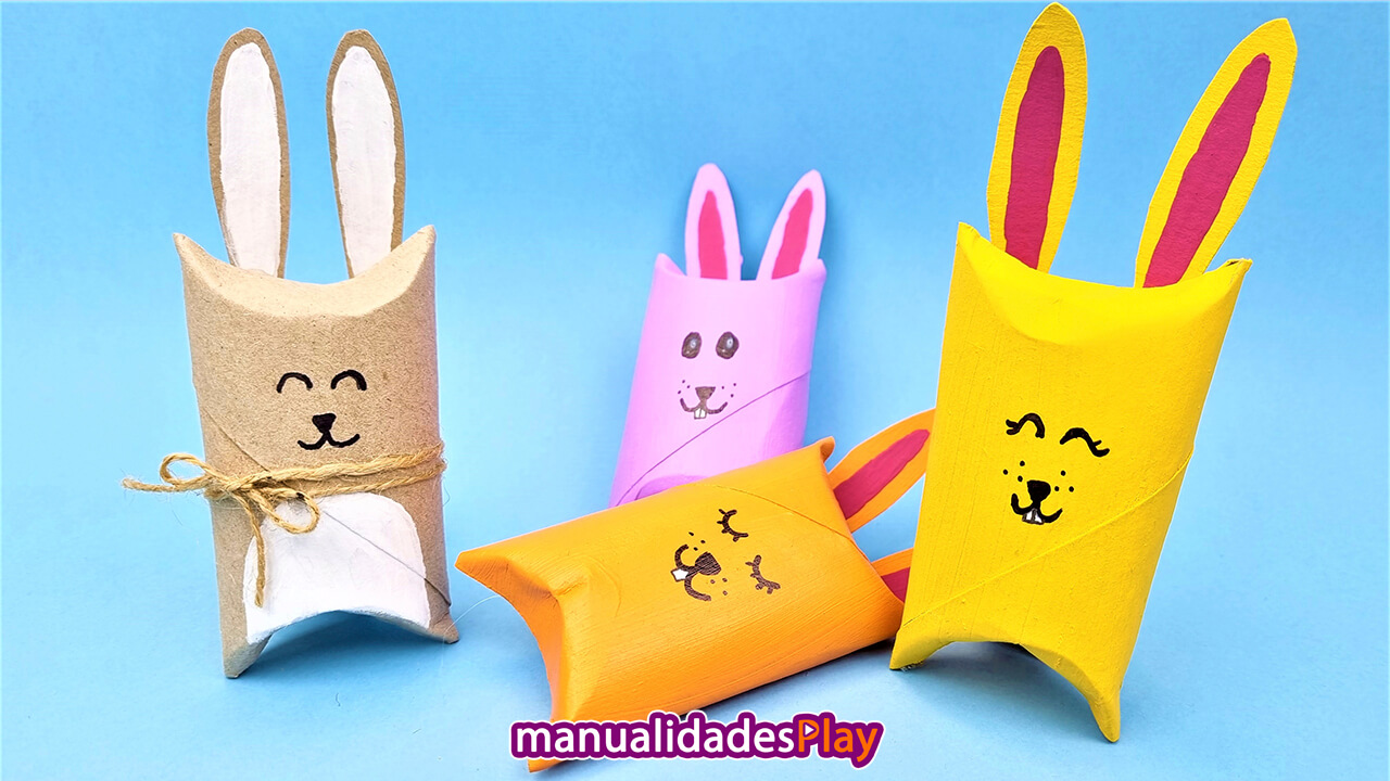 cajas en forma de conejo con tubos de cartón