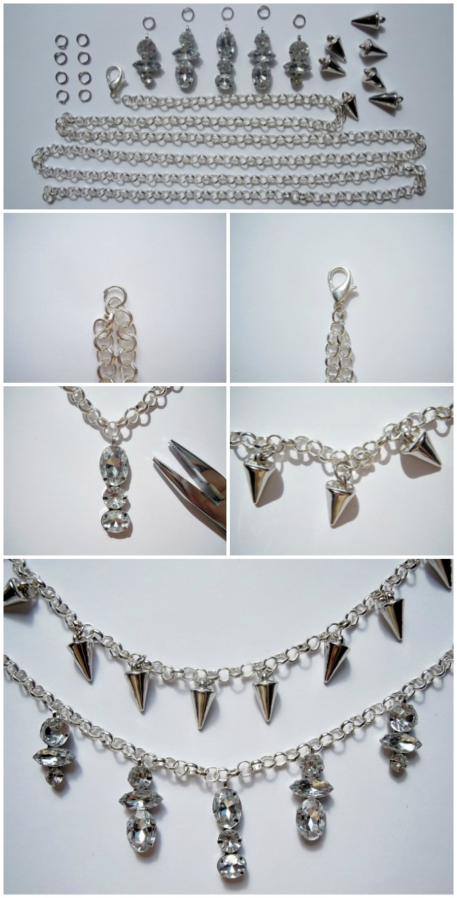 necklace-diy-handmade-diyearte-rhinestones-sparkles-spikes-collar-brillantes-tachuelas
