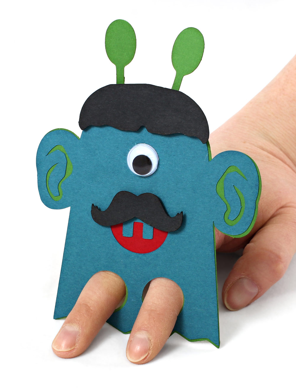 DIY Classroom Valentines Scary Monster Finger Puppet with Hand