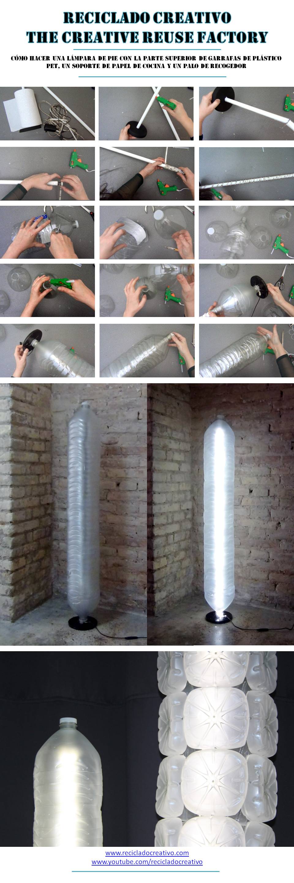 Cómo realizar una lámpara de pie con los cuellos de garrafas de plástico