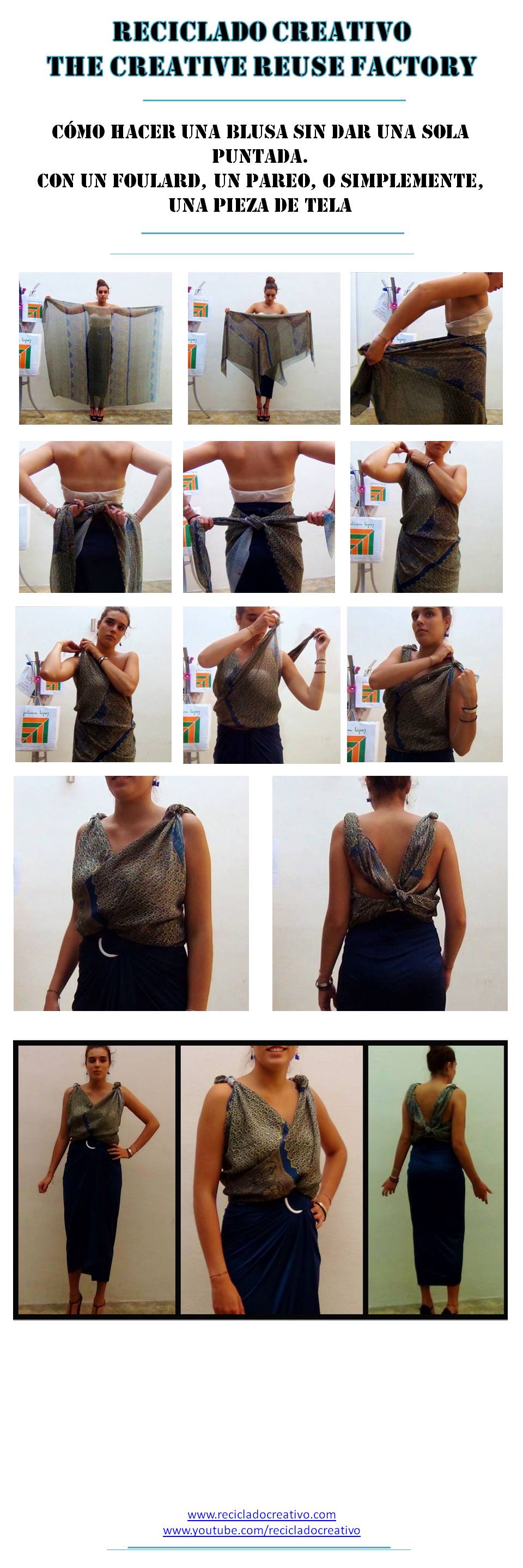 cómo hacer una blusa sin coser, con un cuadrante de tela
