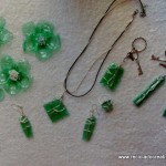 reciclado botellas verdes llaveros , flores, colgantes, bisutería