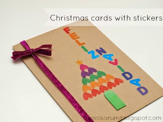 Tarjeta de Navidad con Pegatinas. Christmas Cards with Stickers