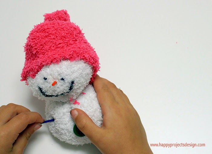 muñeco de nieve con calcetín
