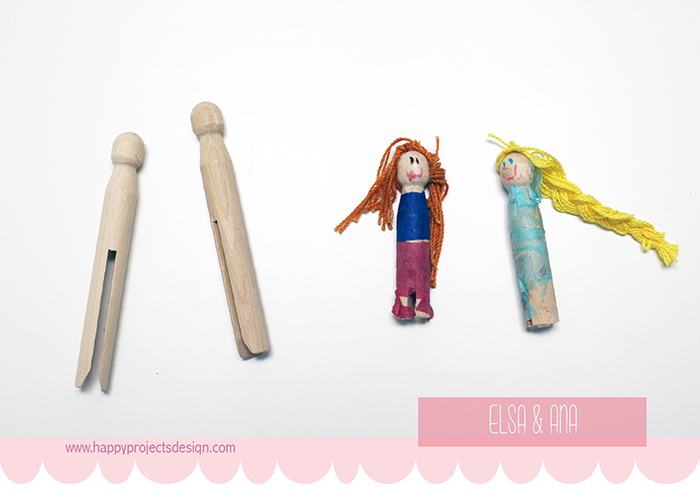 Frozen: muñecas con pinzas vintage de madera
