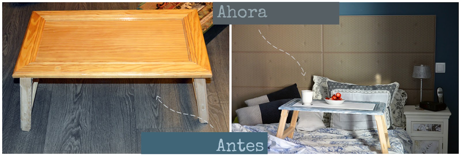 Antes y después mesa madera
