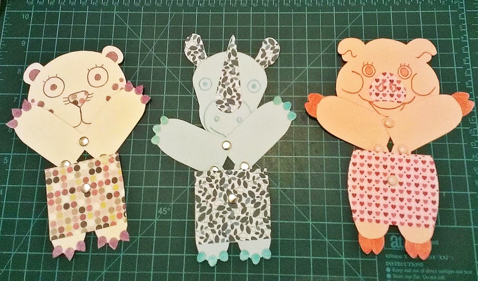 juguetes de papel articulados - leopardo, rinoceronte y cerdo