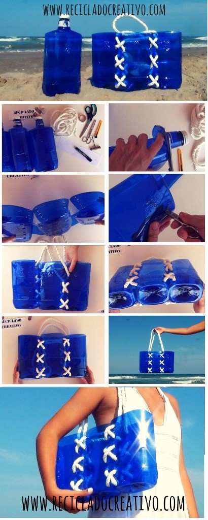 Bolso Capazo Playa Marinero con botellas de plástico