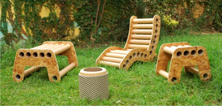 muebles hechos con tubos de cartón