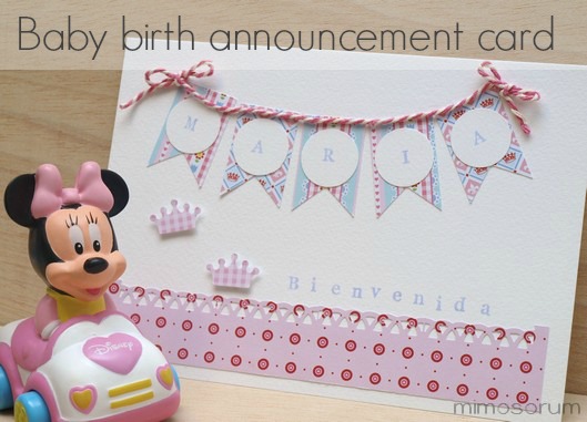 Tarjeta de Nacimiento para bebé- Baby birth announcement card.
