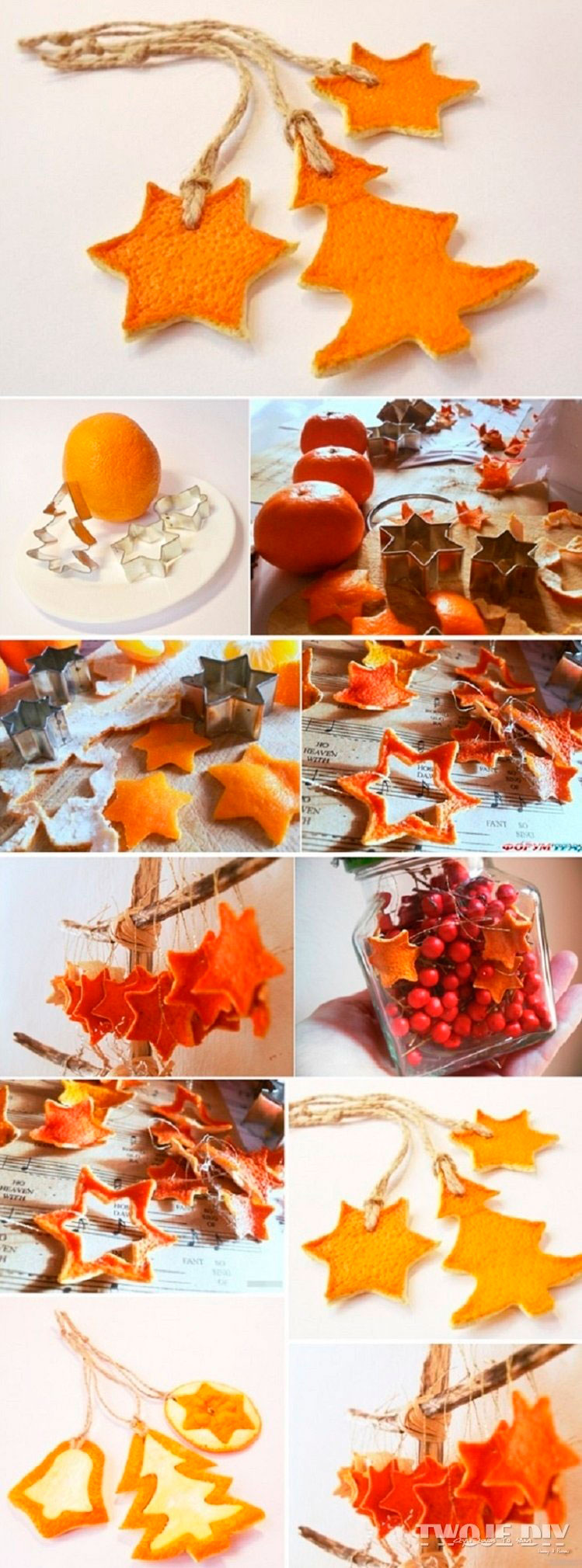 reciclar pieles de naranja para hacer adornos colgantes