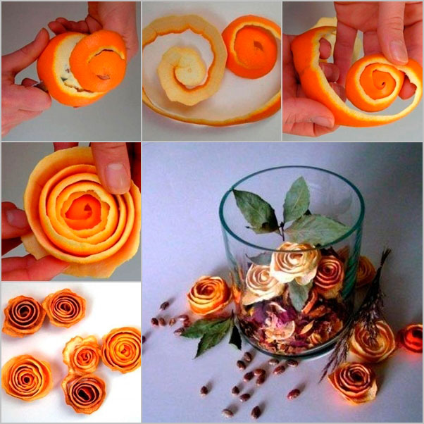 reciclar pieles de naranja para hacer rosas