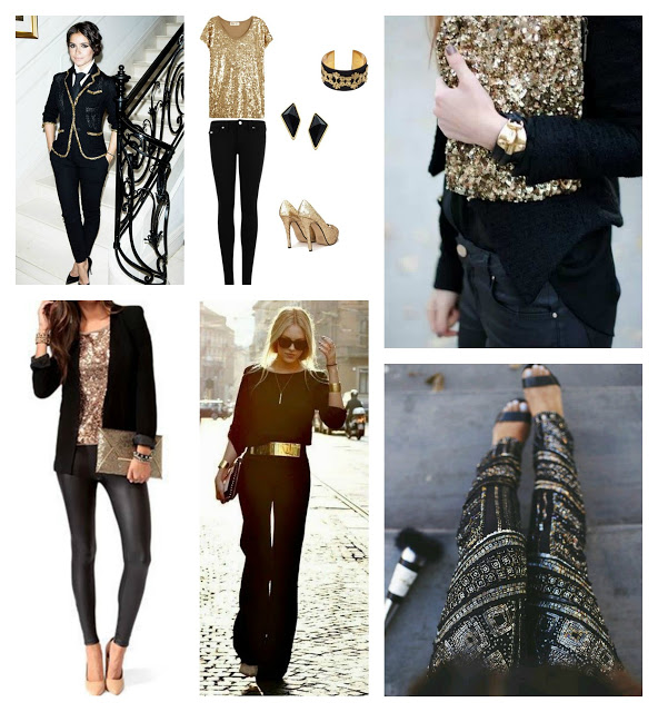 outfit gold black moda ropa