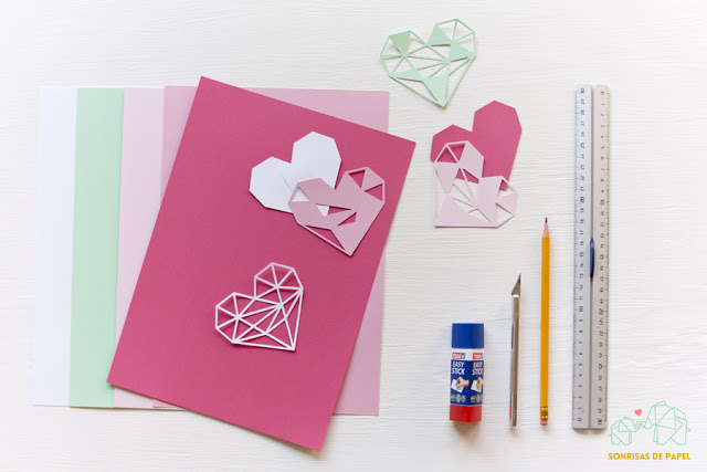 DIY servilletero corazón geométrico de papel