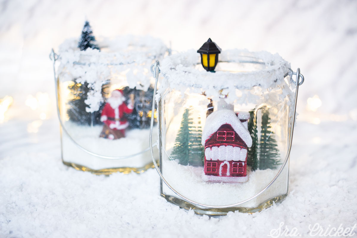 decorar tarros con nieve navidad con niños