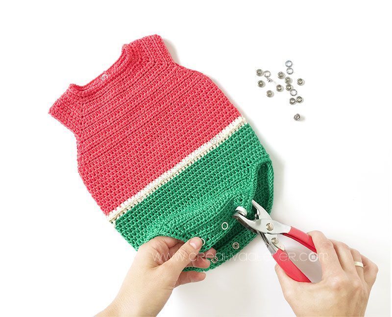Cómo hacer un pelele de crochet Sandía DIY- Tutorial y Patrón