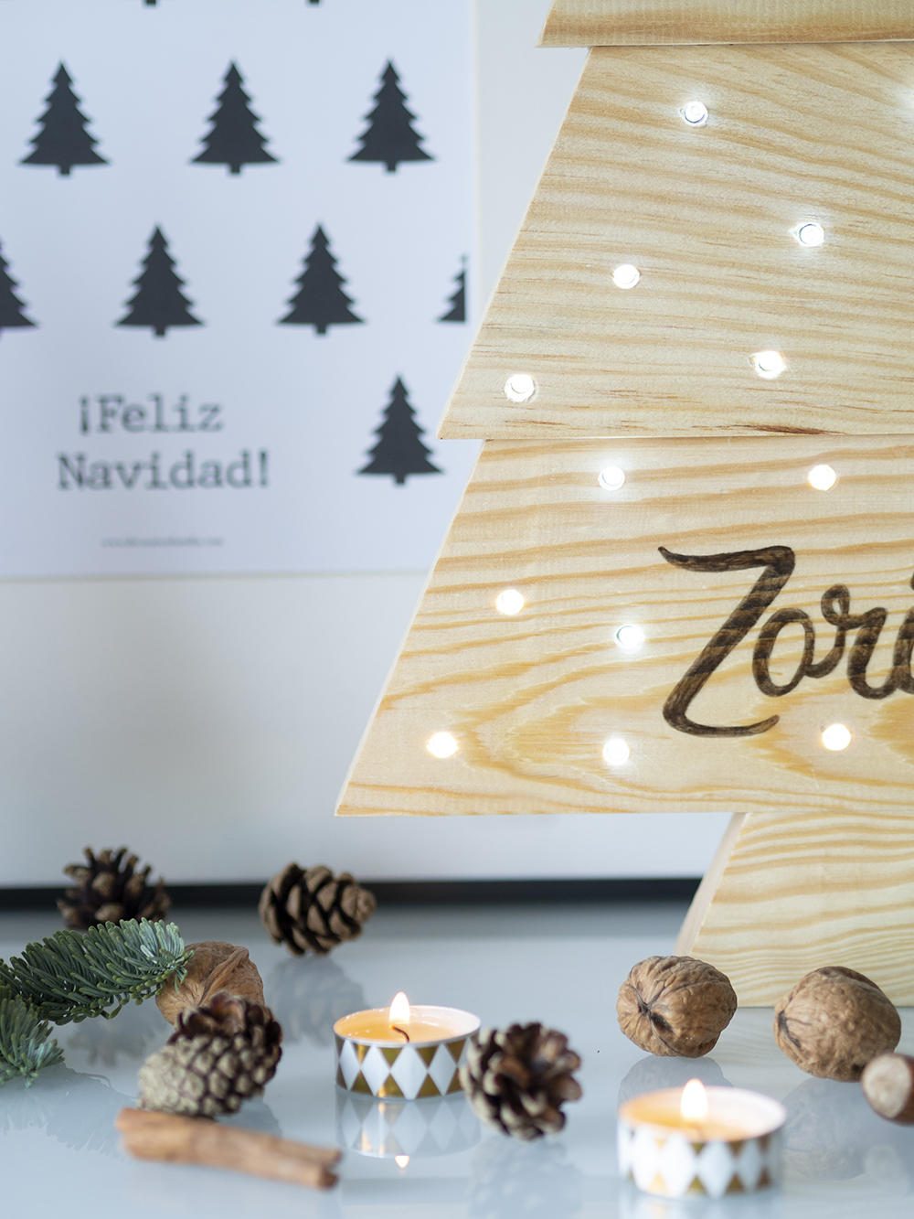 DIY Pino navideño de madera con luces led_7