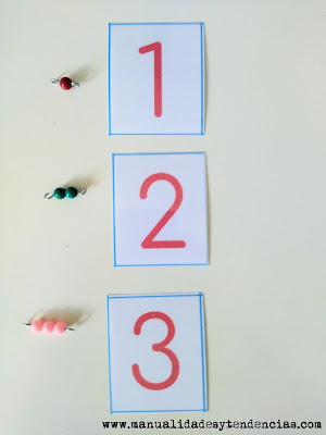 Perlas y números rojos Montessori